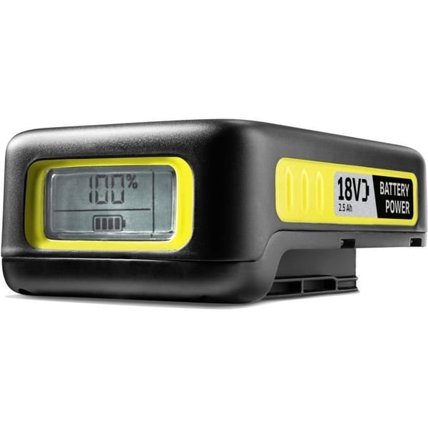 Kärcher 18V / 2,5 Ah Power Batteri - Litiumjon - LCD-skärm - Halkfria grepp - Svart