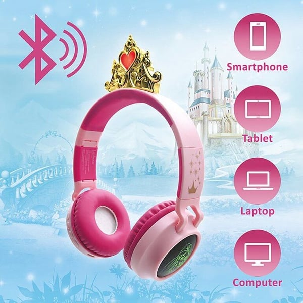 Børnehovedtelefoner - LEXIBOOK - Disney Prinsesser - Bluetooth 5.0 - Lysende Krone - Sødt Design