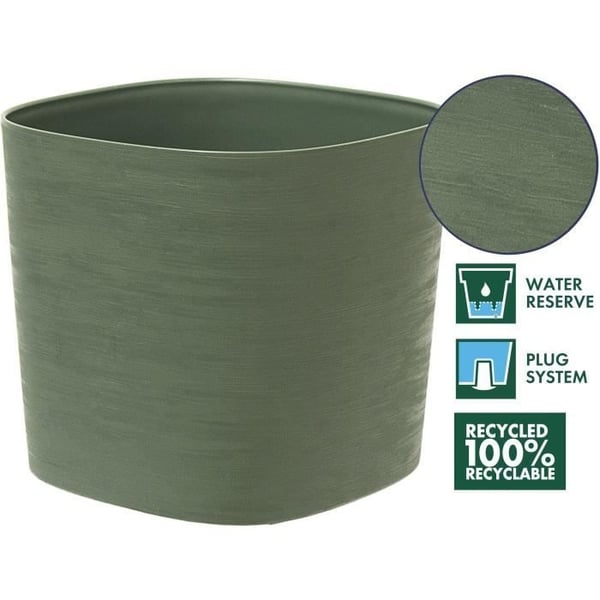 Potte med vandreserve - GARDEN ID Respect - Verdigris 40 x 40 cm - 100% husholdningsaffald - 100% genanvendelig - Struktureret overflade.