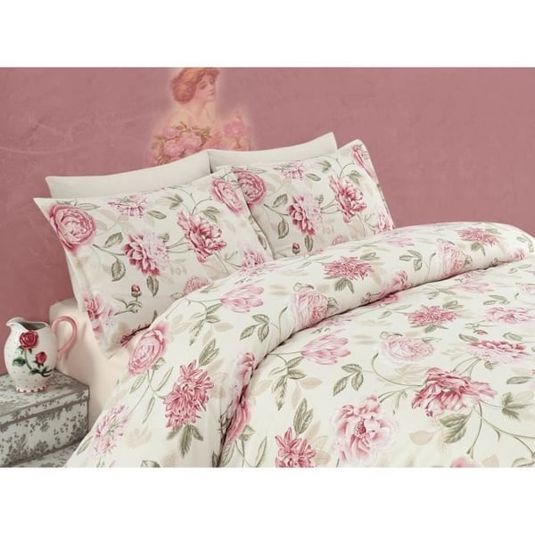 Sengesæt - 1 dynebetræk 220 x 240 cm + 2 pudebetræk 60 x 60 cm - 65% bomuld, 35% polyester - Cremefarvet