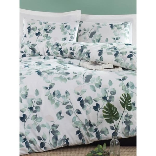 Sengesæt - 1 dynebetræk 220 x 240 cm + 2 pudebetræk 60 x 60 cm - 65% bomuld, 35% polyester - Grøn