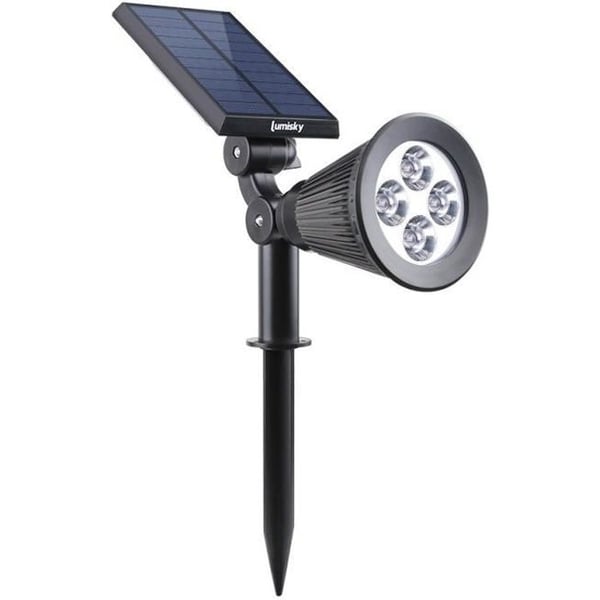 Vandtæt udendørs solcellelampe - LUMISKY - 4 hvide LED'er - 200 Lm - 90° drejeligt hoved Vandtæt udendørs solcellelampe - LUMISKY - 4 hvide LED'er - 200 Lm - 90° drejeligt hoved