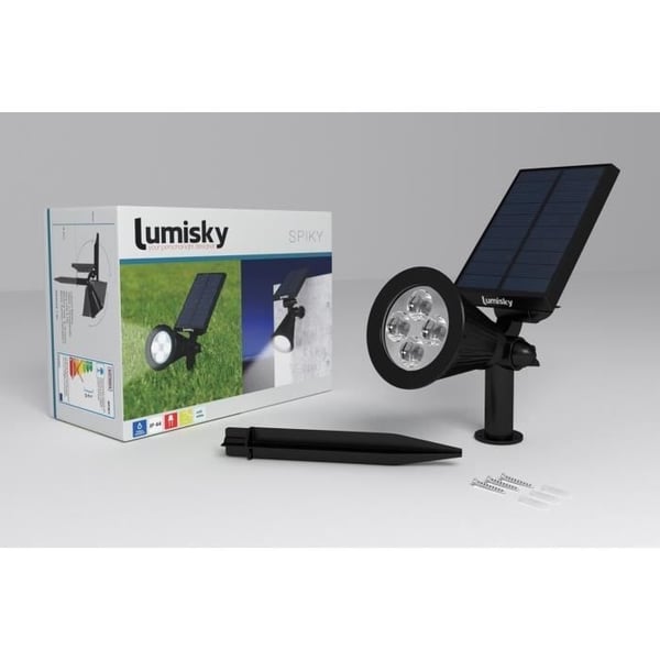 Vandtæt udendørs solcellelampe - LUMISKY - 4 hvide LED'er - 200 Lm - 90° drejeligt hoved