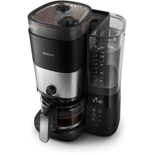 Suodatinkahvinkeitin - PHILIPS - HD7888/01 - 10 kuppia - 1,25 L - Integroitu jauhin - Musta/Hopea