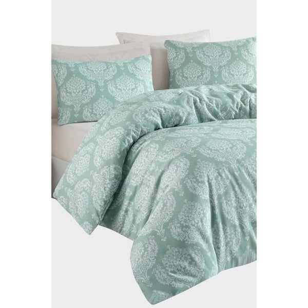 Sengesæt - 1 dynebetræk 220 x 240 cm + 2 pudebetræk 60 x 60 cm - 65% bomuld, 35% polyester - Grøn