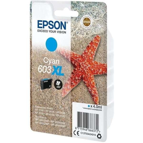 Epson 603 XL Cyan blækpatron - Starfish - Lav pris og pålidelighed