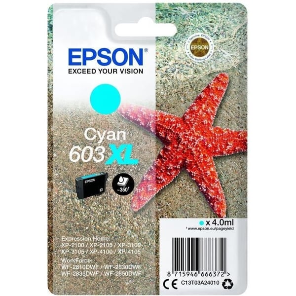 Epson 603 XL Cyan blækpatron - Starfish - Lav pris og pålidelighed