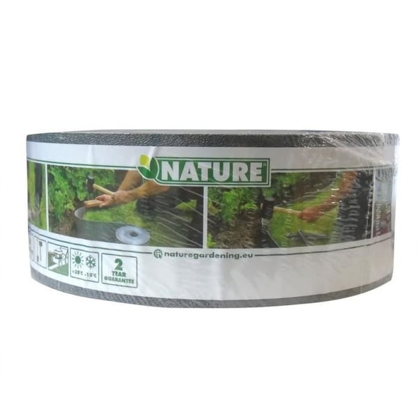 Grå polyethylen havekant H7,5 cm x 10 m - NATURE