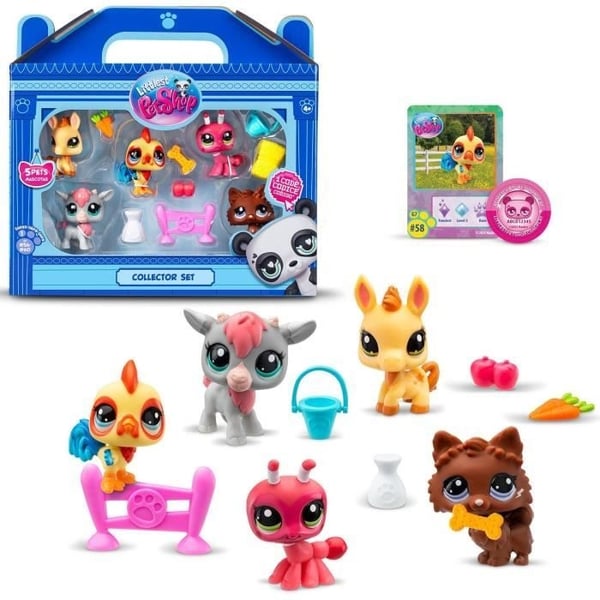 BANDAI - Littlest Pet Shop - Samlersæt med Farm-tema - 5 dyr og tilbehør - BF00510