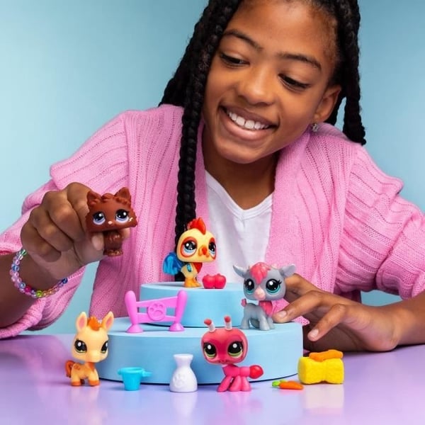 BANDAI - Littlest Pet Shop - Samlersæt med Farm-tema - 5 dyr og tilbehør - BF00510