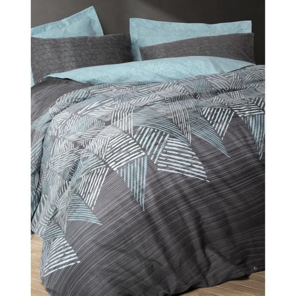 Sengesæt - 1 dynebetræk 220 x 240 cm + 2 pudebetræk 60 x 60 cm - 100% forstærket bomuld - Antracit