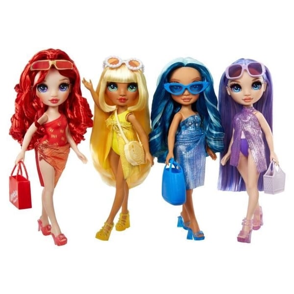 Rainbow High Swim & Style - 27 cm Tornet Modedukke - Sunny (Gul) - Badedragt + Sarong - Alder 4+