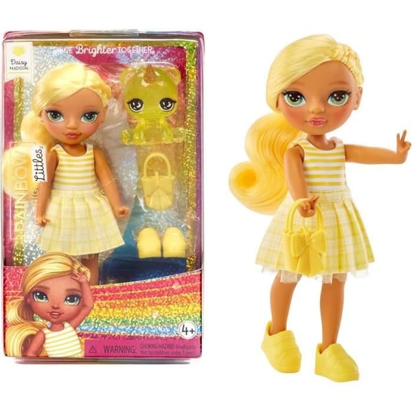 Rainbow High Littles - 15 cm nukke + lemmikki - keltainen - ikä 4+