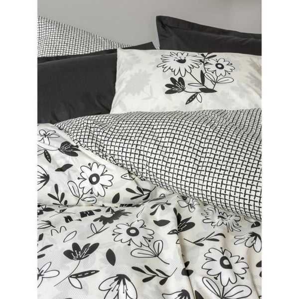 Sengesæt - 1 dynebetræk 220 x 240 cm + 2 pudebetræk 60 x 60 cm - 100% forstærket bomuld - Sort