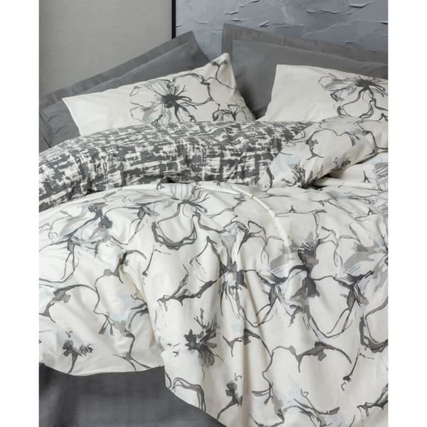 Sengesæt - 1 dynebetræk 220 x 240 cm + 2 pudebetræk 60 x 60 cm - 100% forstærket bomuld - Antracit