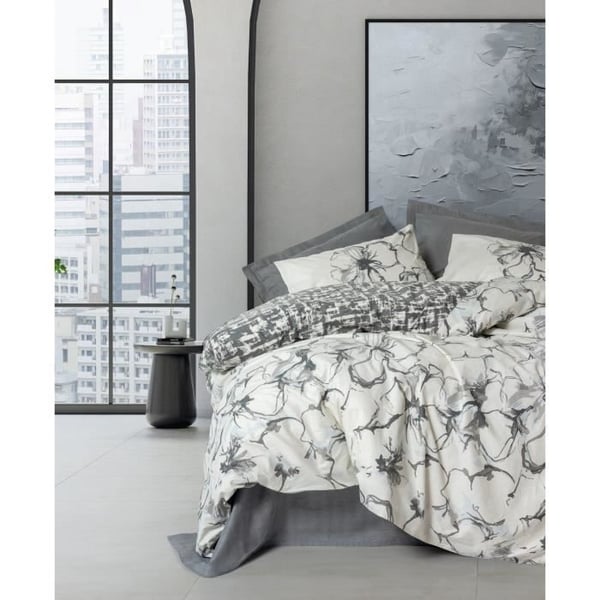 Sengesæt - 1 dynebetræk 220 x 240 cm + 2 pudebetræk 60 x 60 cm - 100% forstærket bomuld - Antracit