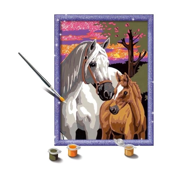 CreArt Kids 18x24cm Heste ved solnedgang, Malesæt efter tal, Alder 9+, 25809, Ravensburger