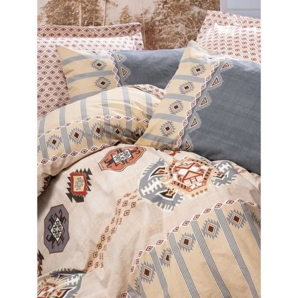 Sengesæt - 1 dynebetræk 220 x 240 cm + 2 pudebetræk 60 x 60 cm - 100% forstærket bomuld - Beige