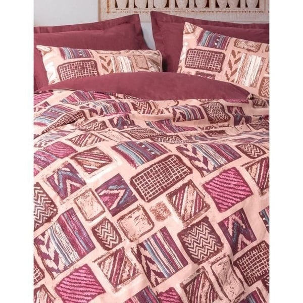 Sengesæt - 1 dynebetræk 220 x 240 cm + 2 pudebetræk 60 x 60 cm - 100% forstærket bomuld - Rød