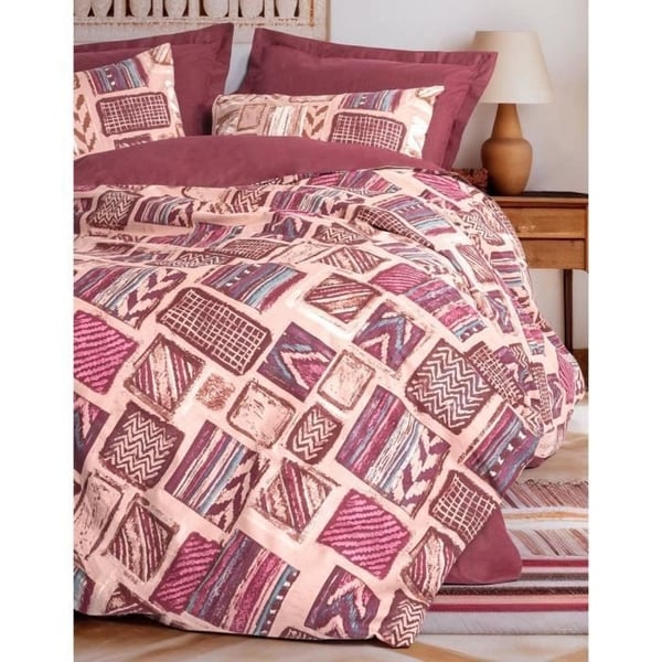 Sengesæt - 1 dynebetræk 220 x 240 cm + 2 pudebetræk 60 x 60 cm - 100% forstærket bomuld - Rød