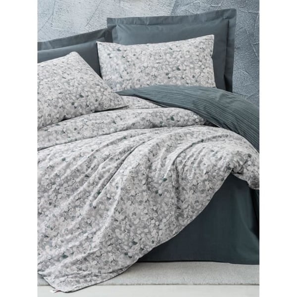 Sengesæt - 1 dynebetræk 220 x 240 cm + 2 pudebetræk 60 x 60 cm - 100% forstærket bomuld - Antracit