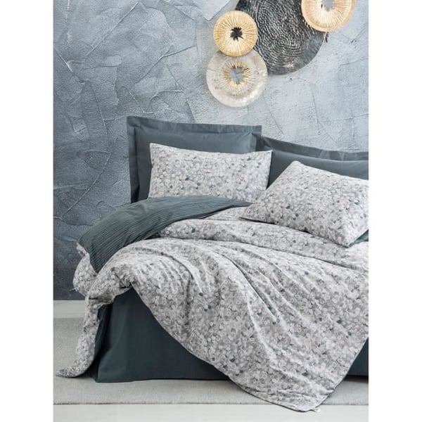Sengesæt - 1 dynebetræk 220 x 240 cm + 2 pudebetræk 60 x 60 cm - 100% forstærket bomuld - Antracit