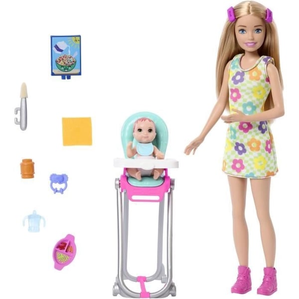 Barbie Skipper Babysitters Inc. -leikkisetti, 1 nukke, 1 vauva, tarvikkeet HTK35