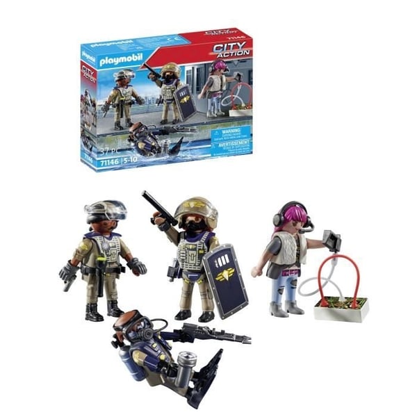 PLAYMOBIL 71146 Erikoisjoukkojen ryhmä ja rosvo, 37 osaa, ikä 5+