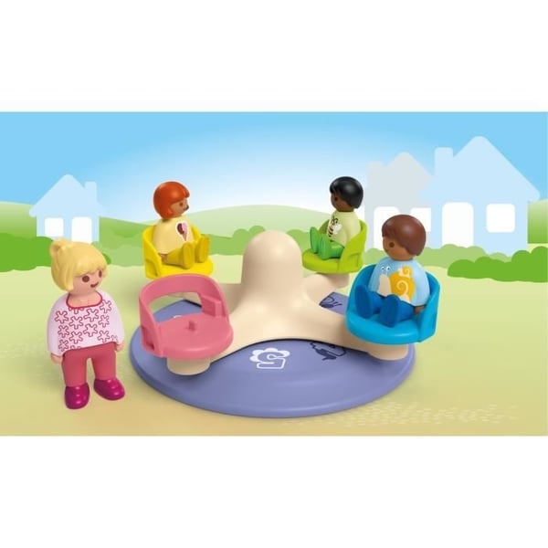 PLAYMOBIL Junior 71701 Børn og snurretop, Indeholder fire figurer og en snurretop, Fra 1 år