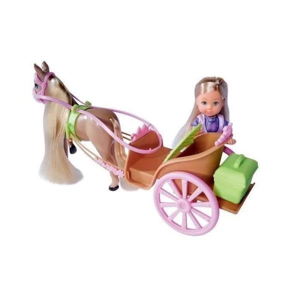 Vogn og hest til STEFFI LOVE Evi dukke - SILVERTORN - 12 cm - Tilbehør inkluderet