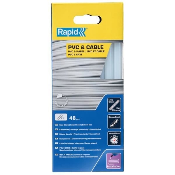 Limstifter - Rapid - 12 mm - 48 stifter - PVC - Resin - Indendørs