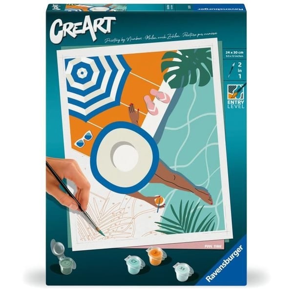 CreArt 24x30 cm Pooltid, Vuxen, Måla efter siffror, 25523, Ravensburger