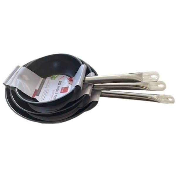 Sæt med 3 stegepander - BAUMALU - Gastronomi - 20 / 24 / 28 cm - Rustfrit stål