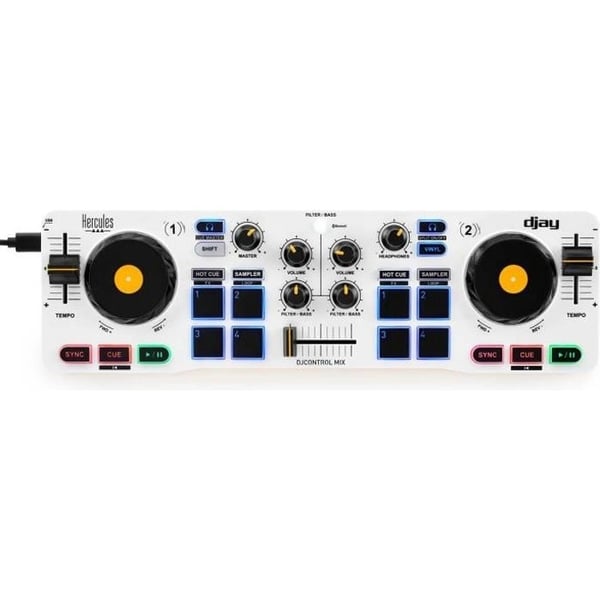 HERCULES DJ CONTROL MIX - Bluetooth DJ-controller til smartphone (iOS og Android) - DJ-app - 2 kanaler