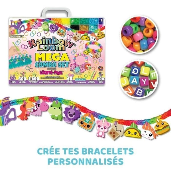 Rainbow Loom armbåndssæt - Væv med 5600 elastikker, charms og perler - BANDAI