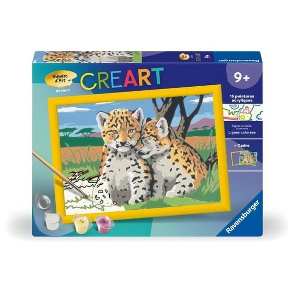 CreArt Kids 18x24cm Små Leoparder, Målarset med siffror, Från 9 År, 25832, Ravensburger