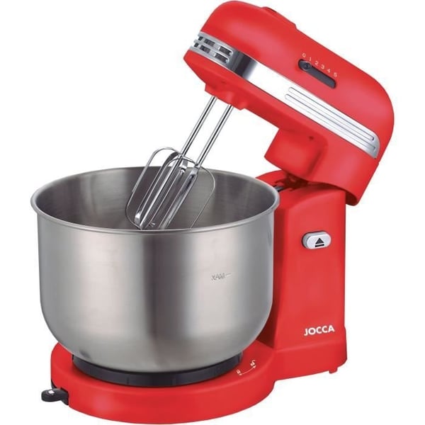 JOCCA Foodprocessor - 3,5L skål i rustfrit stål - 5 hastigheder - rød og grå