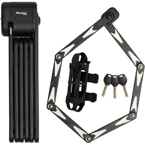 Foldbar cykellås - MASTER LOCK - 8333EURDPRO - Hærdet stål, 3 nøgler, certificeret, beslag inkluderet Foldbar cykellås - MASTER LOCK - 8333EURDPRO - Hærdet stål, 3 nøgler, certificeret, beslag inkluderet