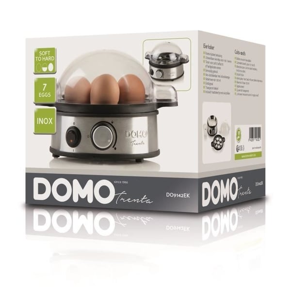 DOMO Æggekoger - 400W DO9142EK - Indikatorer - Rustfrit stål - Op til 7 æg