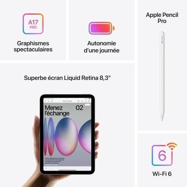 APPLE iPad mini (2024) - 8.3" - WiFi - 128 Gt - Tähtiharmaa