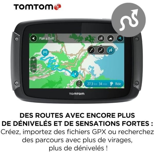 TomTom GPS Motorcycle RIDER 550 Premium Pack - 4,3 tommer, verdenskort, TomTom Traffic, farezoneadvarsler, håndfri opkald