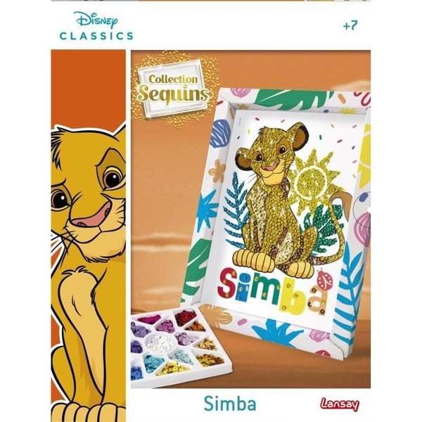 Luova peli - LANSAY - Paljettikokoelma - SIMBA LEIJONAKUNINGAS - 7-vuotiaasta alkaen