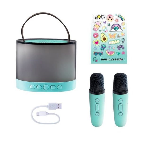 Canal Toys - Music Creator - Mini Karaoke Station - Lysende højttaler med 2 trådløse mikrofoner - INF 044