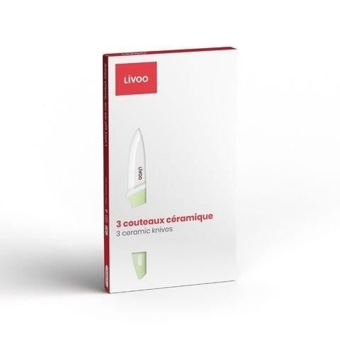 3-delt knivblok - LIVOO - MEC137 - 7,5 / 10 / 12,5 cm - Keramisk blad - Tåler opvaskemaskine
