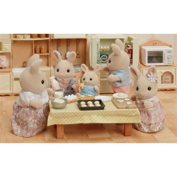 Dukke - SYLVANIAN FAMILIES - Creme Kaninfamilien - Artikuleret og omhyggeligt klædt