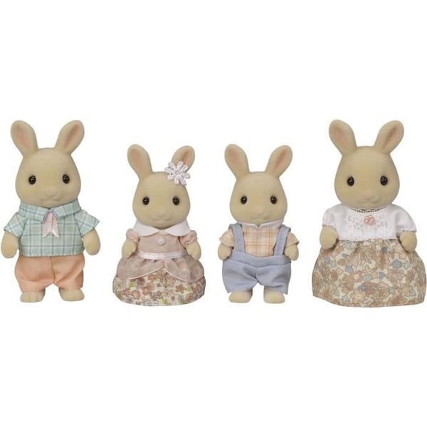 Dukke - SYLVANIAN FAMILIES - Creme Kaninfamilien - Artikuleret og omhyggeligt klædt