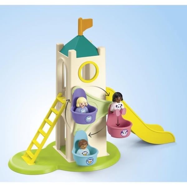 PLAYMOBIL Junior 71703 Legeplads med kæmpe rutsjebane Indeholder fem figurer, en rutsjebane og tilbehør - Fra 1 år