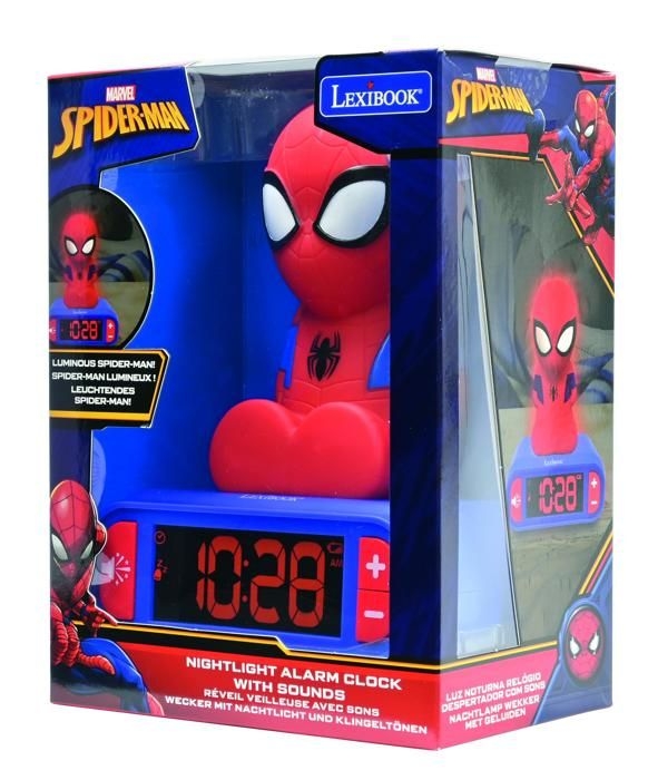 LEXIBOOK Digital Natlys Vækkeur - Spiderman - 3D Lys og Lyd - Rød og Blå - Børne