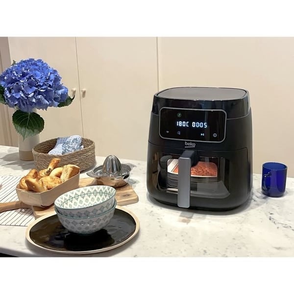 Multifunktions varmluftfrituregryde - BEKO - FRL3374B - 1900 W - 7,6 L til 2 kg pommes frites - LCD touchskærm - Sort
