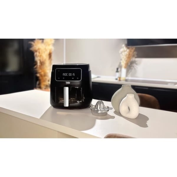Multifunktions varmluftfrituregryde - BEKO - FRL3374B - 1900 W - 7,6 L til 2 kg pommes frites - LCD touchskærm - Sort